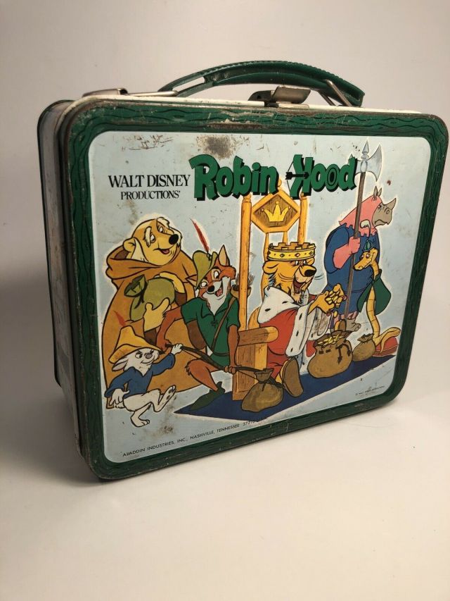 RARE 1974 Robin Hood Metal Lunch Box Walt Disney Cartoon Movie Lunchbox Nice!