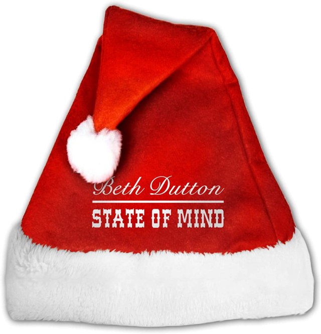 Beth Dutton State of Mind Funny Yellowstone Ranch Pleuche Christmas Hat Traditional Red White Party Hat for Christmas New Year Festive Holiday Party Supplies