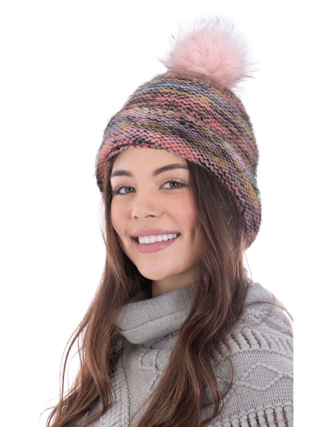 Beanie Pompom Chunky Cable Winter Hats for Women, Mix Yellow