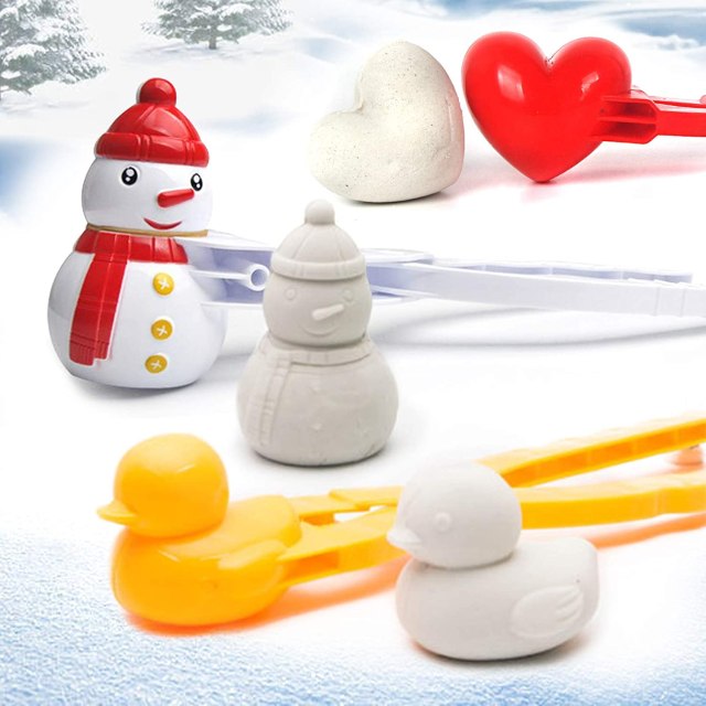 Kocuos Snowball Maker, Fun Winter Outdoor Snow Toys Love Heart Snowball Maker Tool, Duck Shaped:Heart Shaped:Snowman Snowball Maker Clip, Perfect Outdoor Play Snow Toys