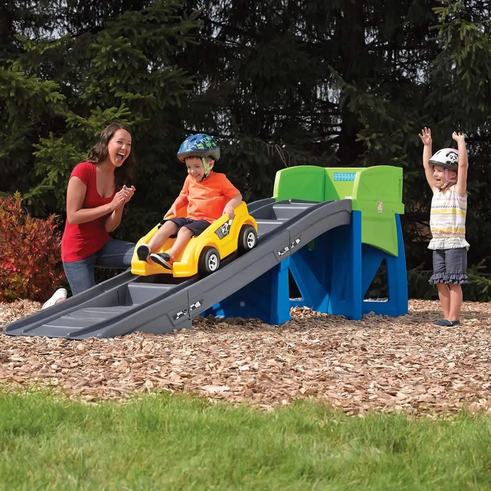 Kids ride store on roller coaster