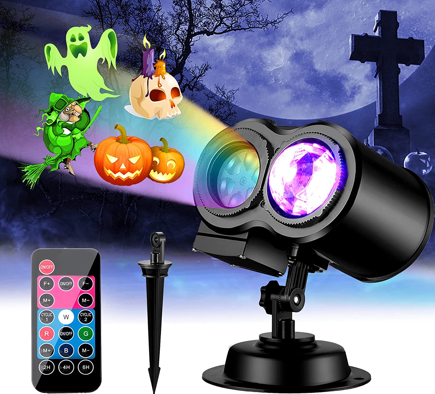 3 Best Halloween Projectors For Indoor Outdoor Use 2023   Sunolga Halloween Projector Lights Outdoor 16 Slides Ocean Wave Projector With Remote Control Waterproof OutdoorIndoor Projector Light For Halloween Xmas Birthday Party  