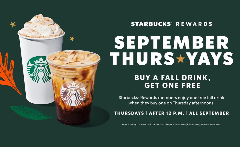 Buy One Starbucks Fall Beverage, Get One Free Every Thursday