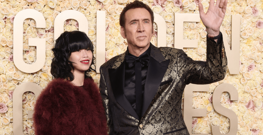 Nicolas Cage Attends 2024 Golden Globes in ElvisWorthy Suit