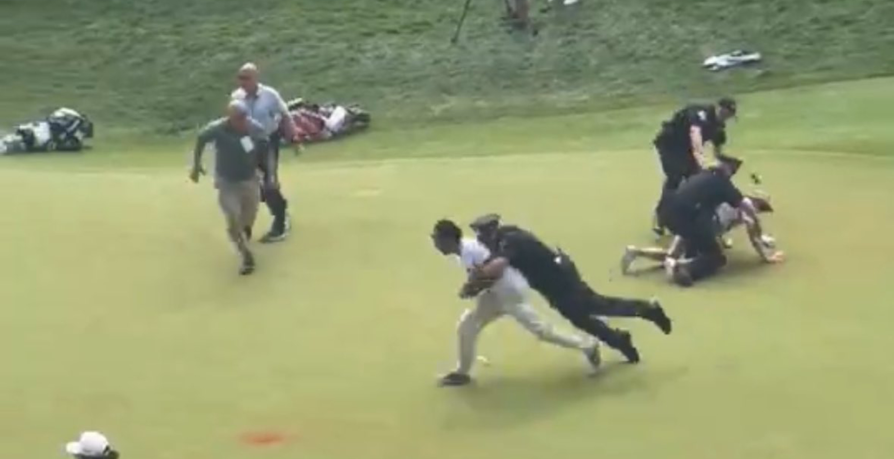 Watch The Crazy Moment Security Guards Tackle Protesters At Travelers Championship