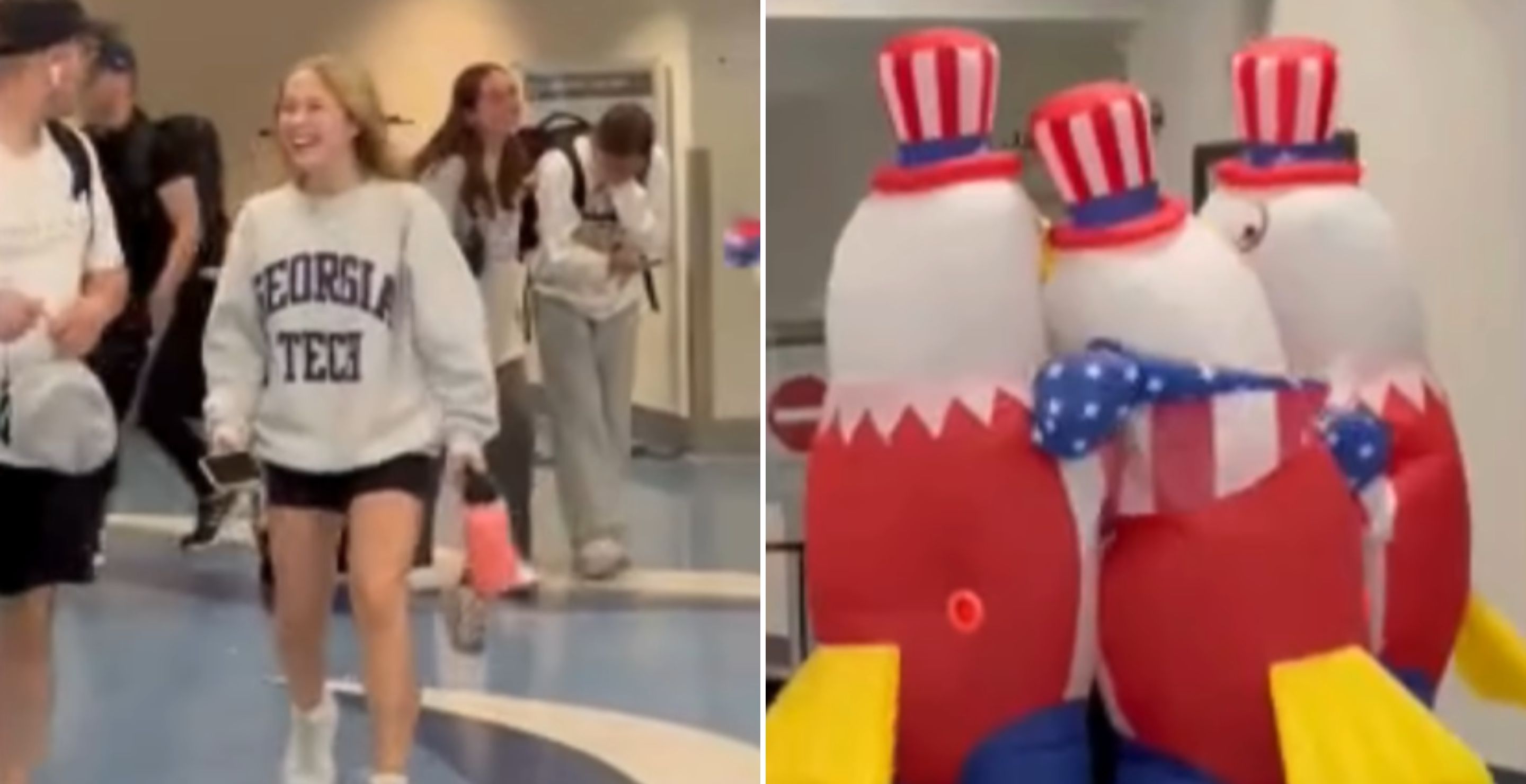 American Students Returning From Studying Abroad Gets Patriotic Surprise At The Airport