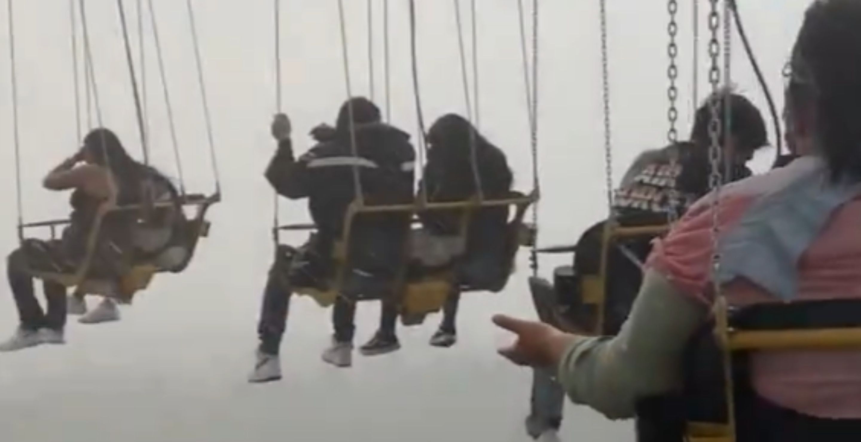 Insane Video Shows Moment Theme Park Riders Were Stuck In The Air During Middle Of A Storm