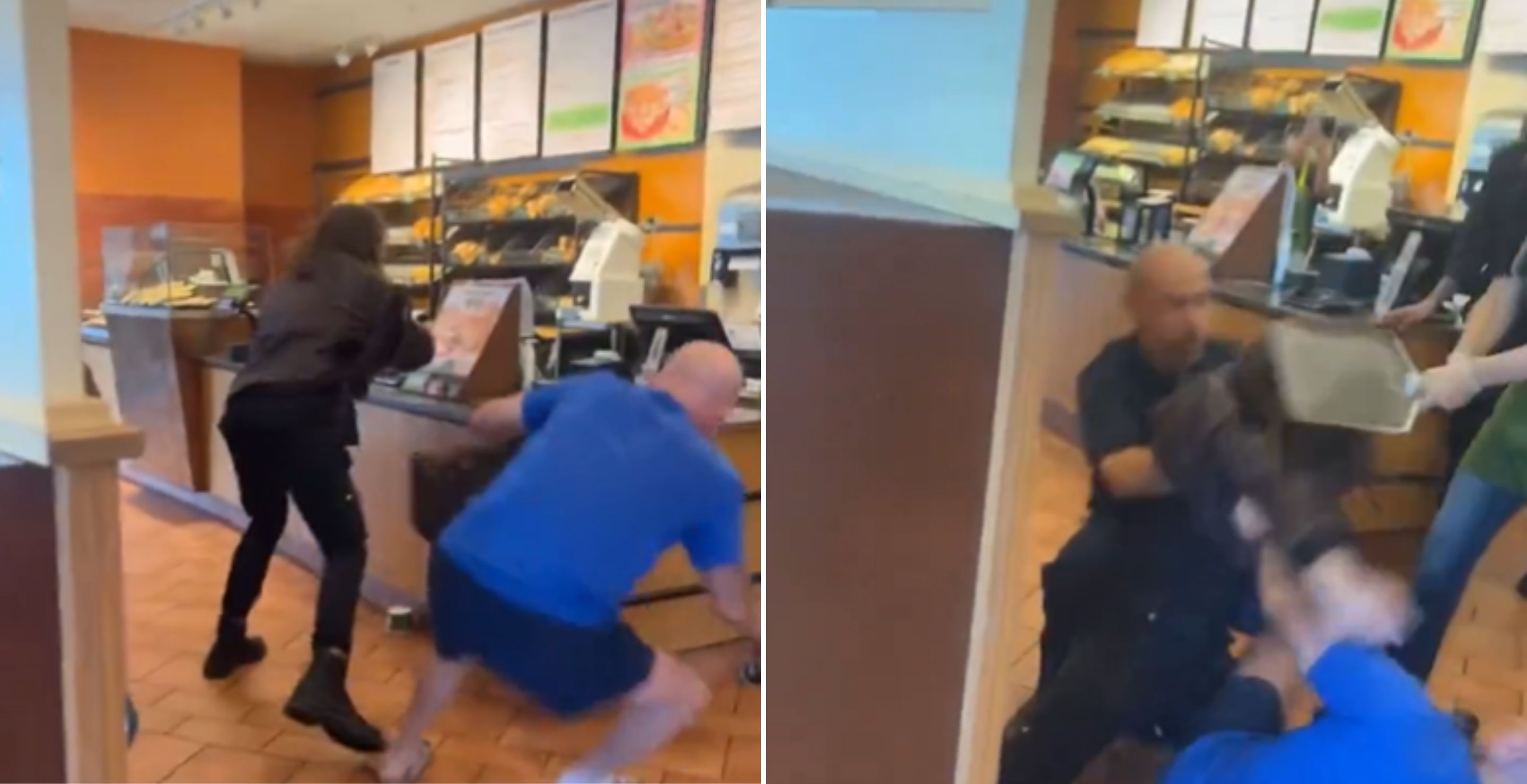 Panera Worker Hits Man With Bread Pan After He Assaults Customers In Wild Video