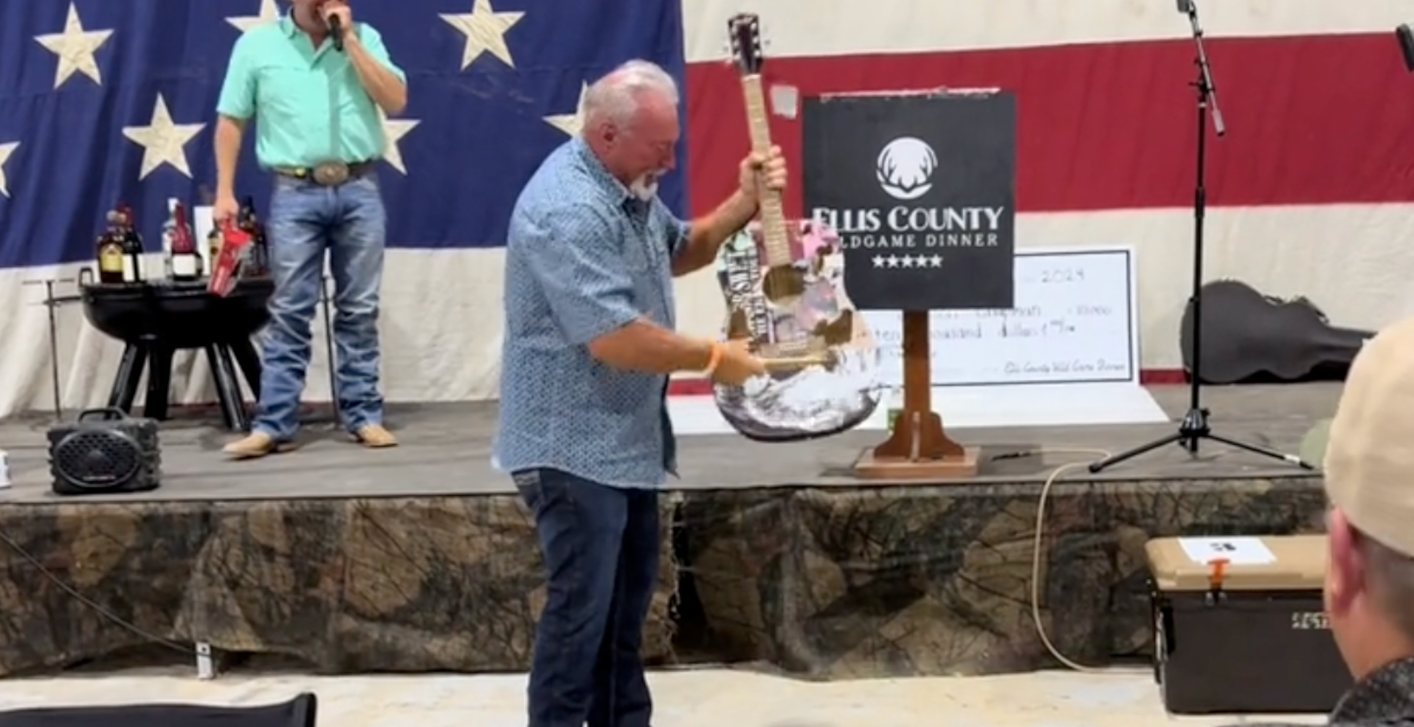 Elderly Man Buys Taylor Swift Guitar At Auction Then Immediately Destroys It