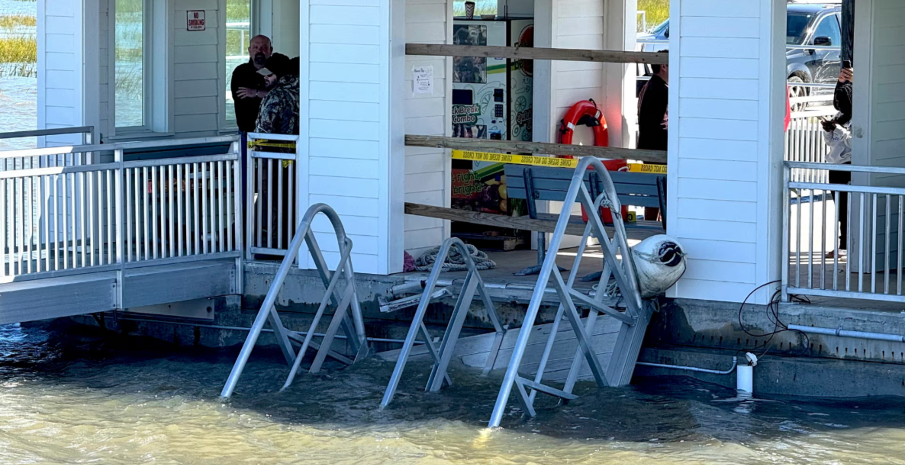 sapelo island ferry dock collapse human chain