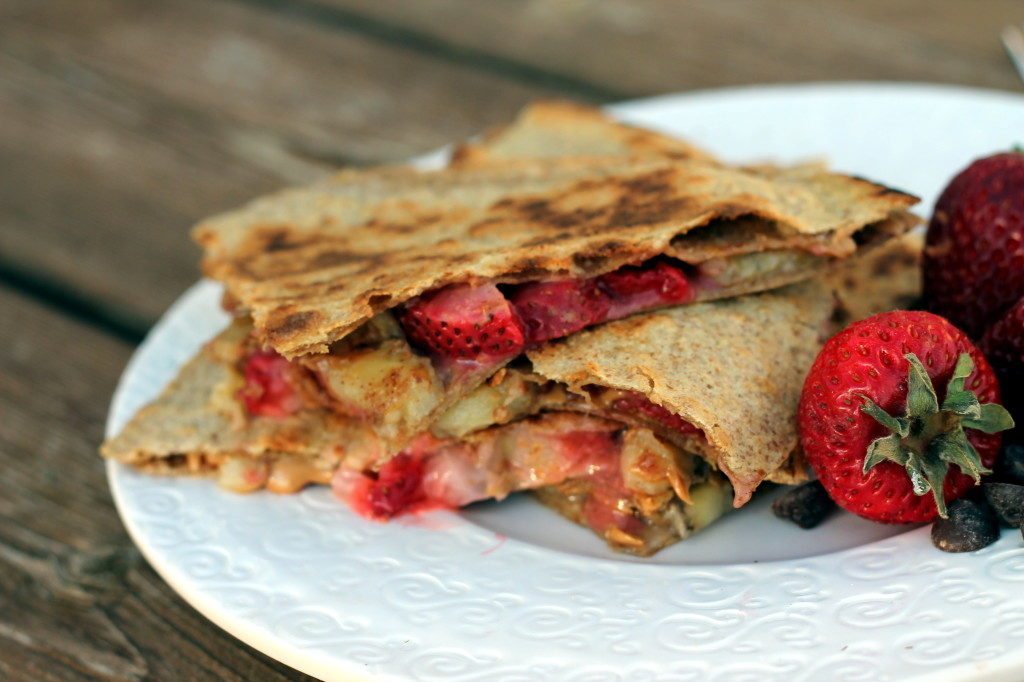 Peanut Butter, Strawberry, and Banana Quesadilla