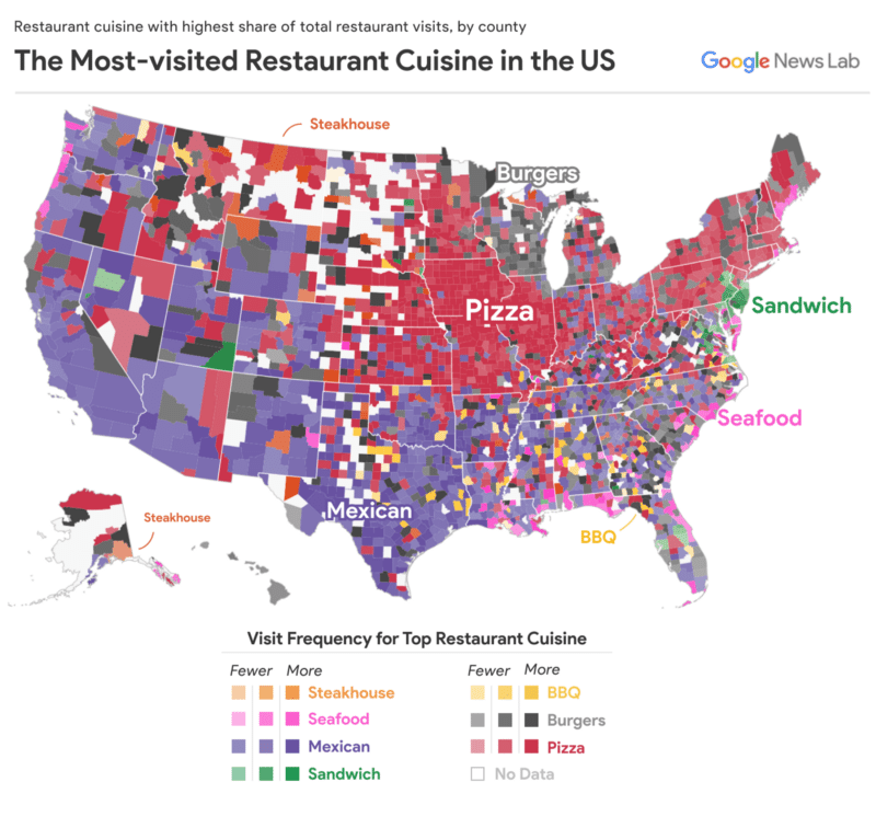 The Most Popular Food in Each State According to Restaurant Visits