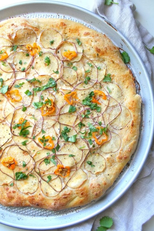 vegan potato habanero pizza