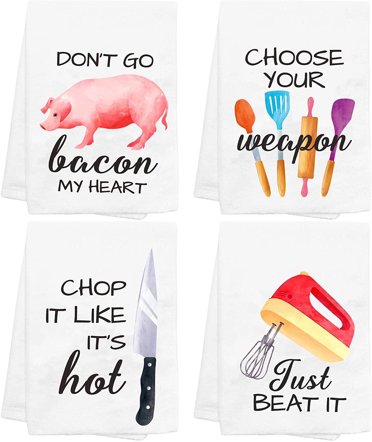 4pk Funny Kitchen Towels-Housewarming Gifts New Home,Funny Housewarming Gift