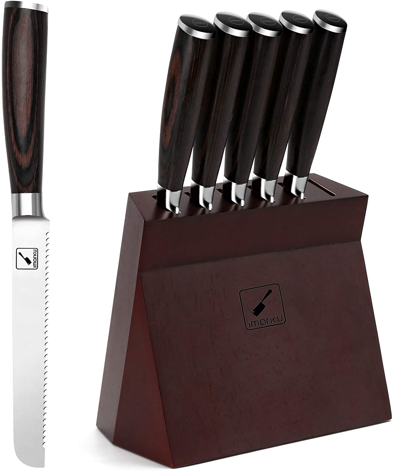 Wanbasion Black Stainless Steel Serrated Steak Knives Set of 8