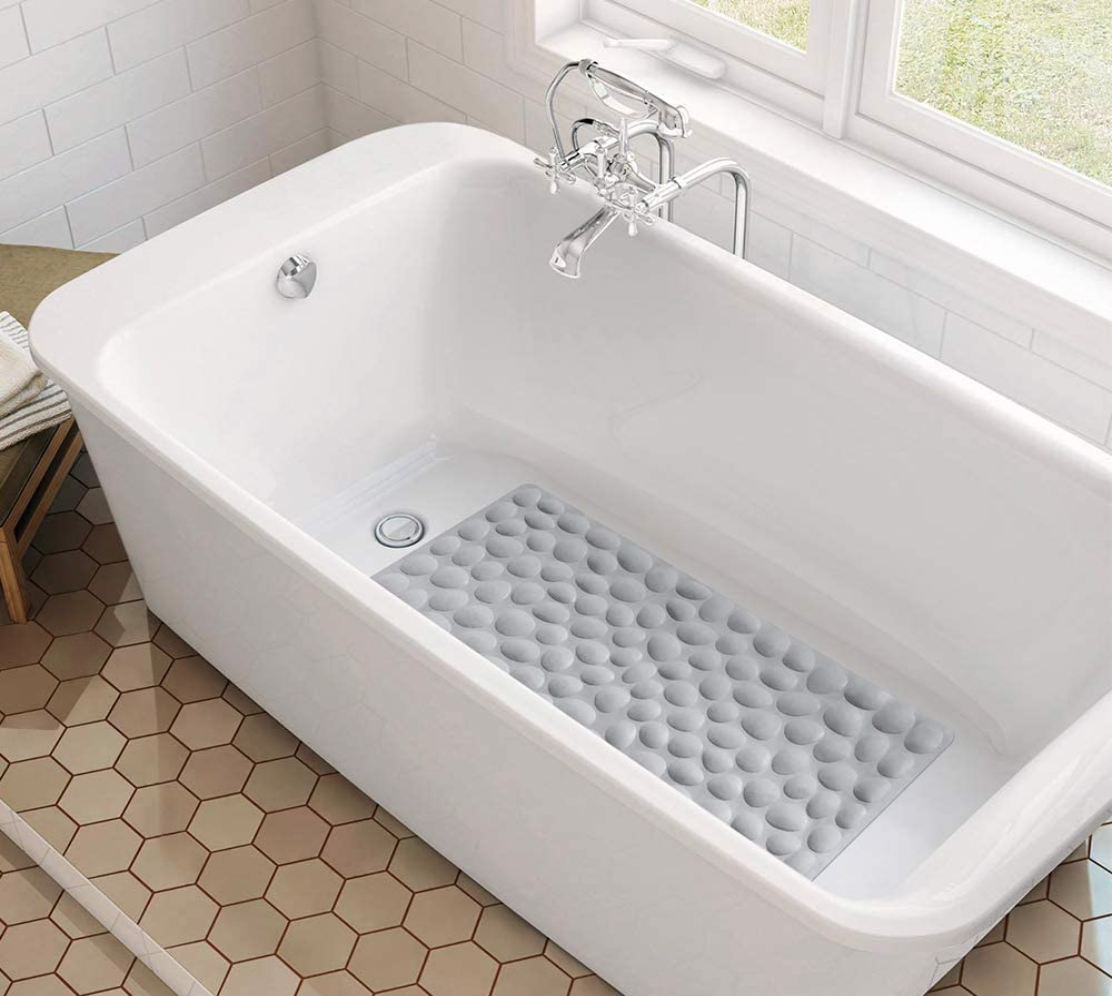 Asvin Soft Textured Bath, Shower, Tub Mat, 24x16 Inch, Phthalate Free, Non  Slip Comfort Bathtub Mats with Drain, PVC Loofah Bathroom Mats for Wet