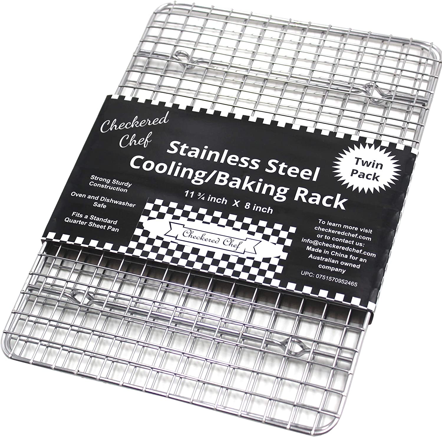 Checkered Chef Cooling Rack - Set of 2 Stainless Steel, Oven Safe