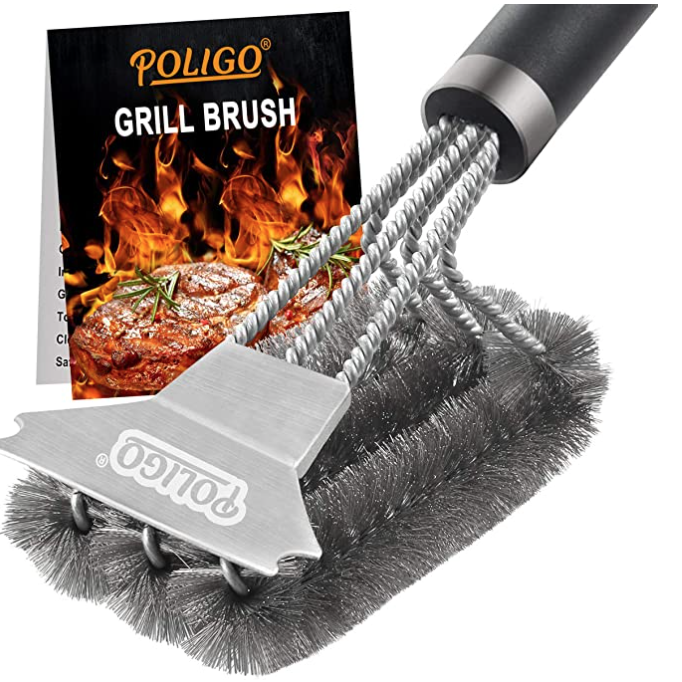 Grillart Grill Brush and Scraper with Deluxe Handle, Safe Wire Grill Brush BBQ Cleaning Brush Grill Grate Cleaner for GAS Infrared Charcoal Porcelain