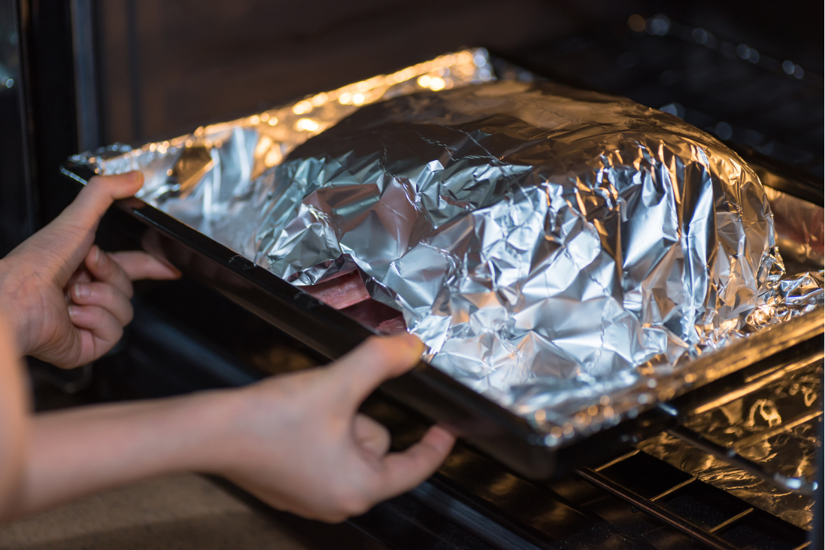 do you put water in pan when baking pork chops