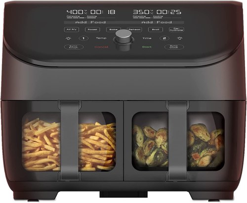 Instant Vortex Plus XL 8-quart Dual Basket Air Fryer Oven, From the Makers of Instant Pot, 2 Independent Frying Baskets, ClearCook Windows, Dishwasher-Safe Baskets, App with over 100 Recipes